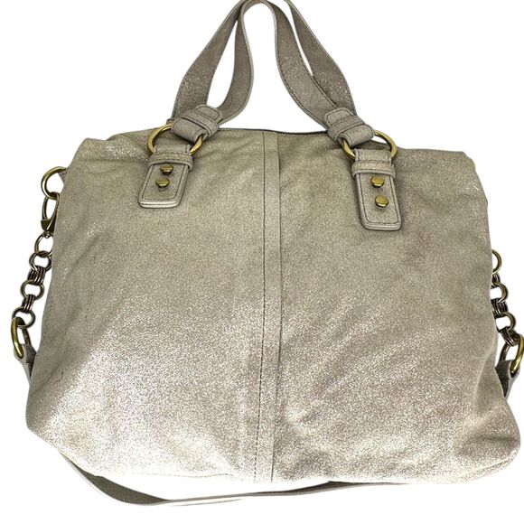 Fossil Metallic Leather Glitter Sparkle Hobo Shoulder Bag Purse - Picture 1 of 4